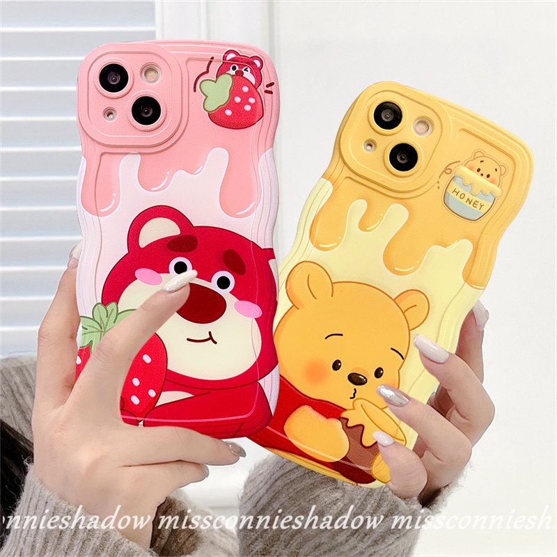 REDMI Redmi9 10 9A 10C 10A 9T A1 A1+9C Mi 11T Pro PO CO M3 X3 NFC Pro Note 10Pro 11Pro+8 9 10 11 9s 11s 10s Kartun Winnie The Pooh Cute Strawberry Bear Manyo Wave Edge Sarung Soft Case