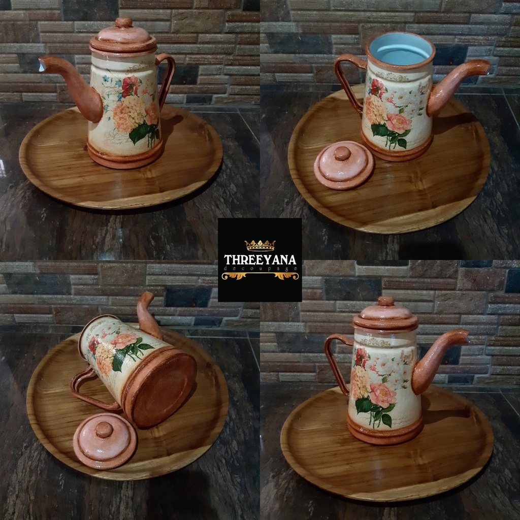 Teko/Ceret/Ketel Enamel Aesthetic Decoupage - Pink