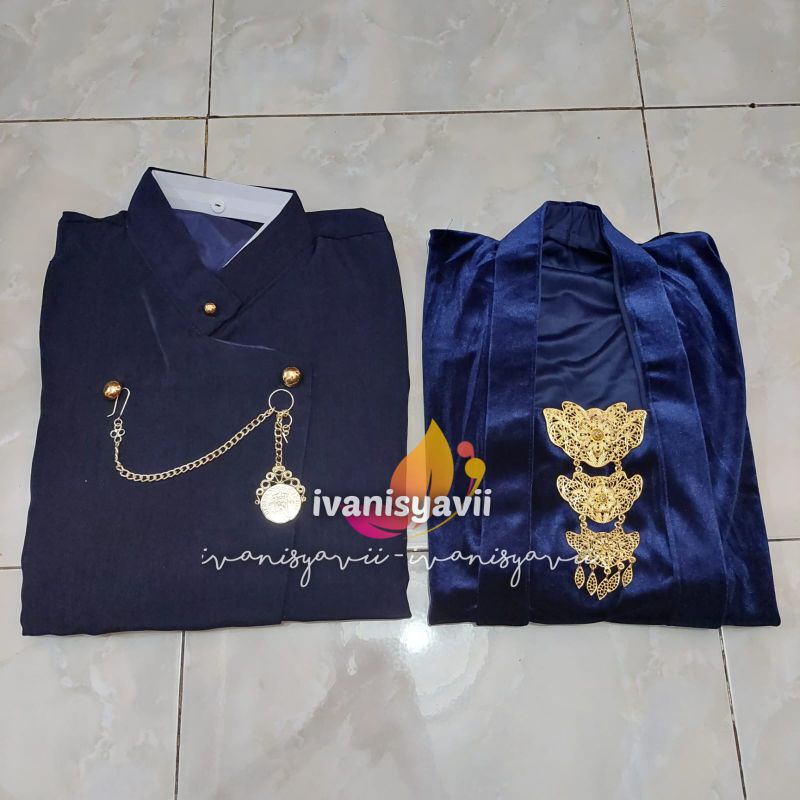 [Couple] Baju Adat / Baju Prewed || Kebaya + Beskap Solo Warna Navy