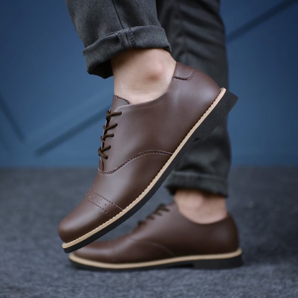 SEPATU CASUAL PRIA KULIT PU ORIGINAL COUNTRY - SepatuFormal Pantofel pria Resmi Formal Hitam Coklat Kuliah Kondangan Kerja PNS Guru slip on pria