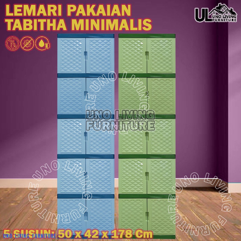 FULL KUNCI LEMARI PAKAIAN PLASTIK FULL KUNCI 5 SUSUN LEMARI TABITHA PENGUNCIAN TABITHA 5 SUSUN