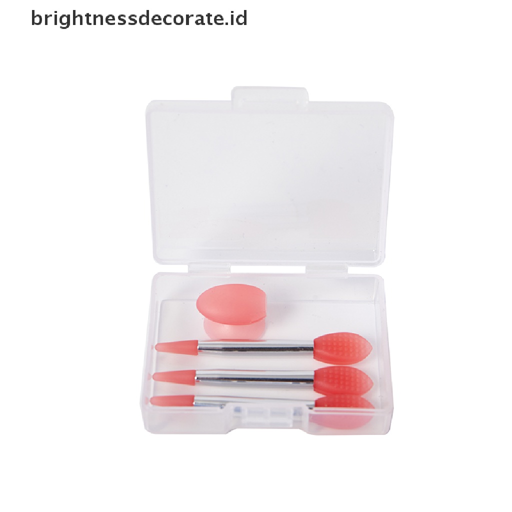 [Birth] 3pcs Silikon Lip Balms Lip Mask Brush Dengan Sucker Penutup Debu Makeup Brushes [ID]