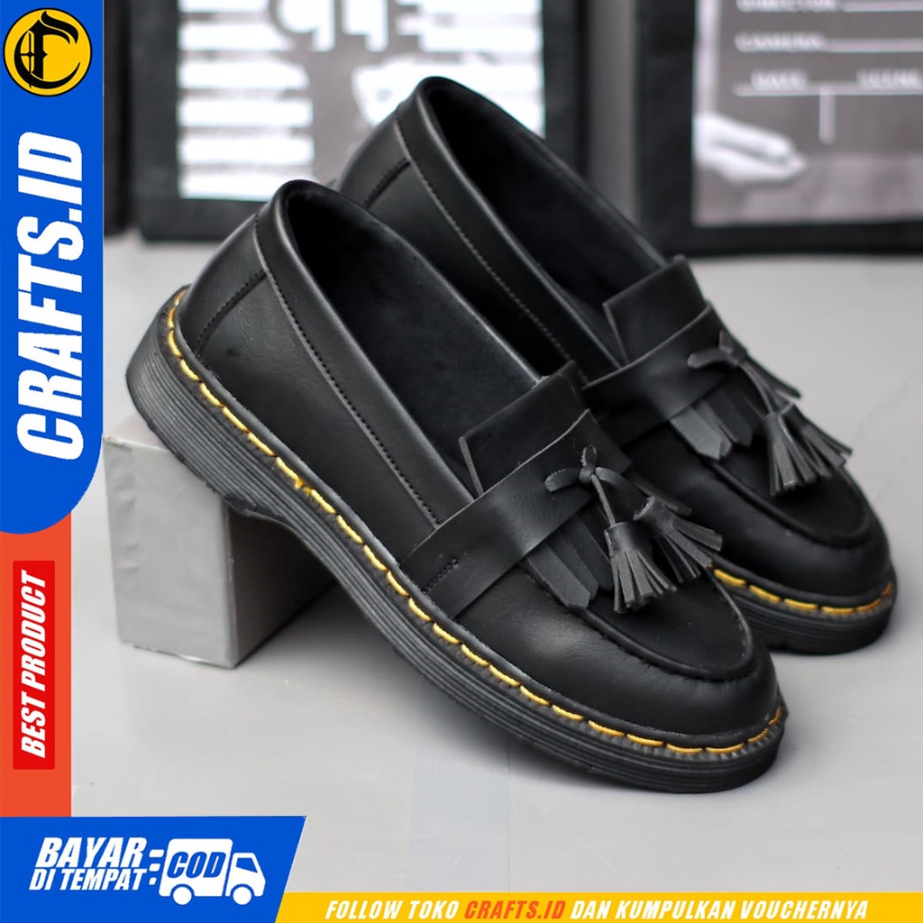 CRAFTS factz - Sepatu Formal Pantofel Docmart Loafers Kerja Hitam Pria