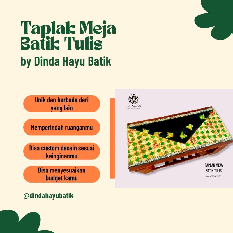 Taplak Meja Panjang  Batik Tulis