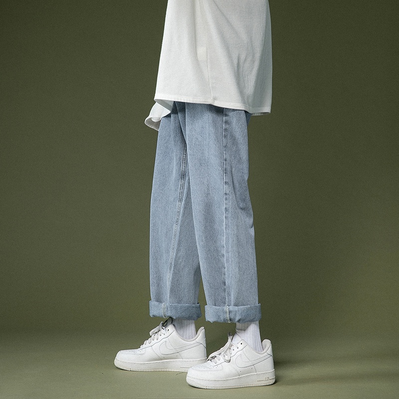 Korean style biru celana jeans pria celana panjang pria loose pants celana kulot straight jeans oversize baggy pants boyfriend jeans celana panjang cowok cutbray jeans celana panjang pria jumbo celana dasar pria2023