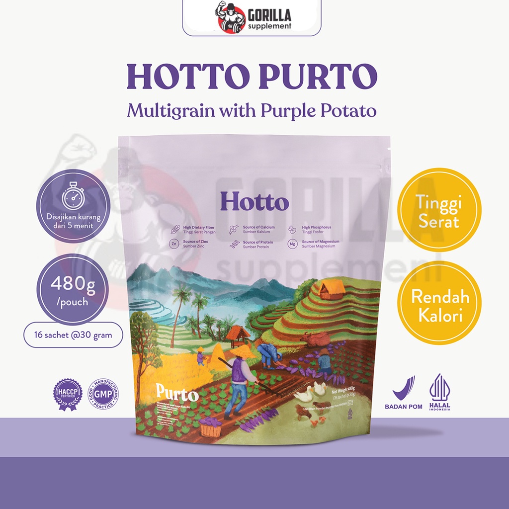 Hotto Purto Isi 16 Sachet &amp; 32 Sachet Multigrain With Purple Potato