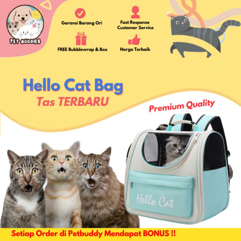 [FREE BONUS]Hello Cat Premium Bag Tas Ransel Kucing/Anjing Travel Bag