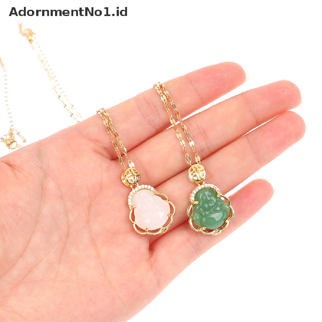 [AdornmentNo1] Kalung Liontin Zirkon Hias Buddha Ukir Retro Jimat Perhiasan Religi [ID]