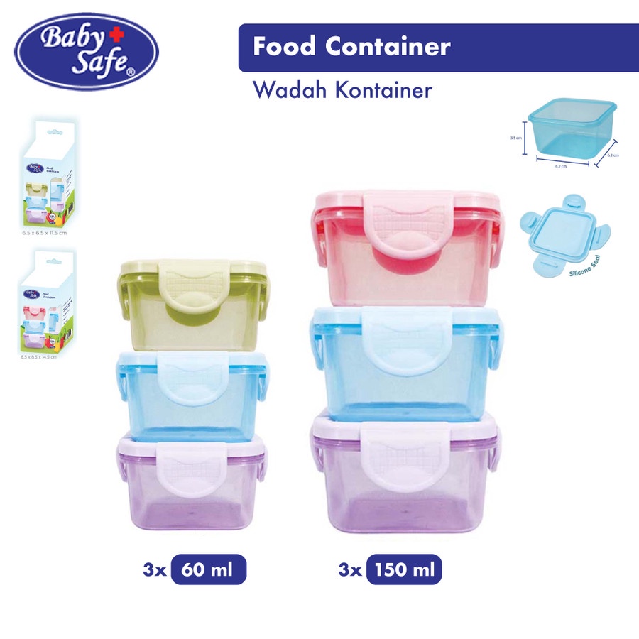 Baby Safe Food Container FC002 60ml / FC003 150ml / FC005 120ml / FC04A 240ml | Wadah Makanan Isi 3 pcs
