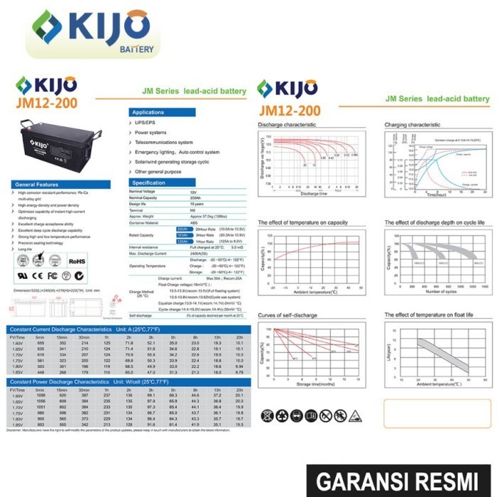 BATERAI UPS VRLA 12V 200AH KIJO / BATTERY AKI KERING 200 AH ACCU