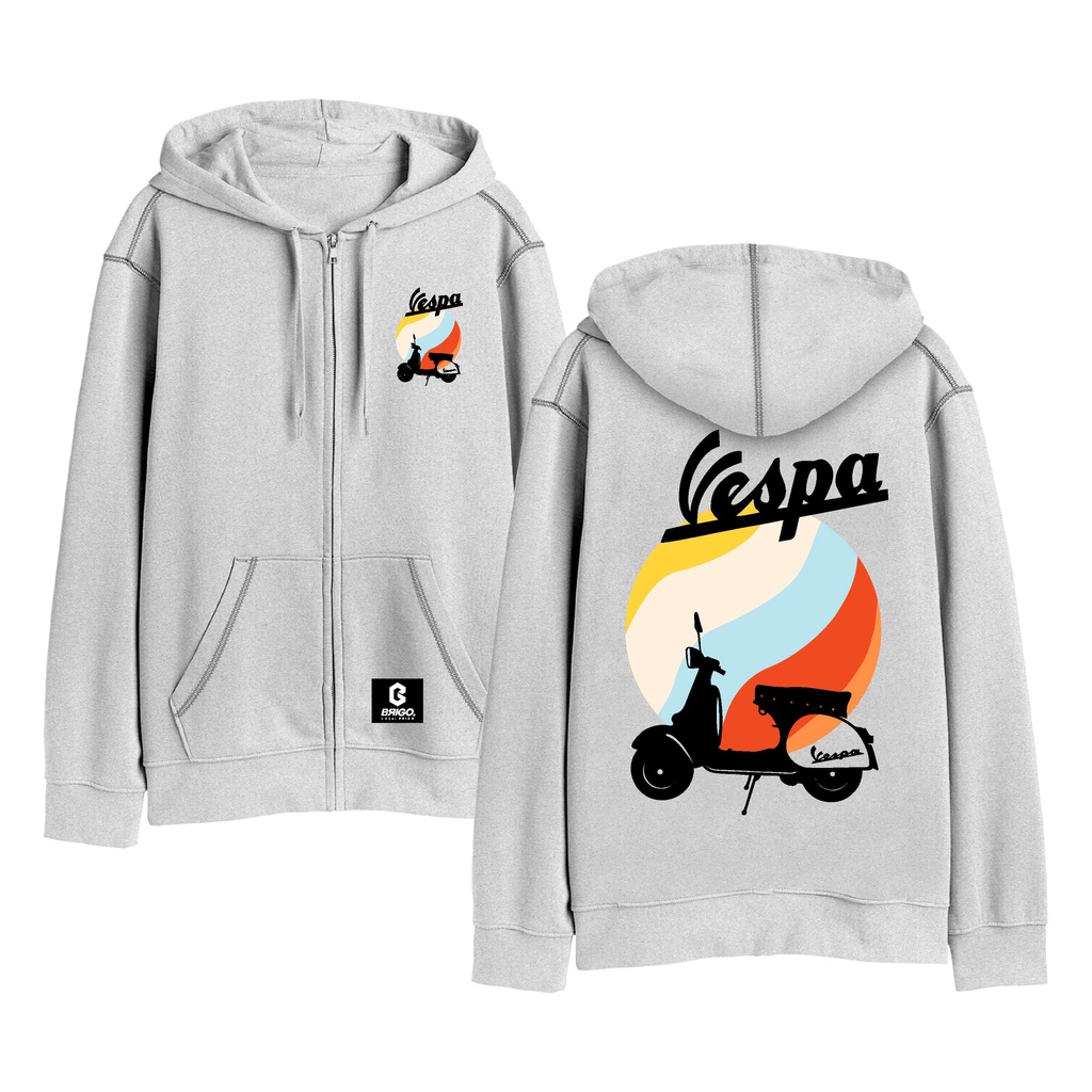 BRIGO X VESPA CLASIC Resleting Jumper Hoodie II Sweater Hoodie Zipper  BRIGO X VESPS Sablon DTF Fleece Cotton IISize M-XXL (Pria &amp; Wanita) Free stiker&amp;Gantungan Kunci