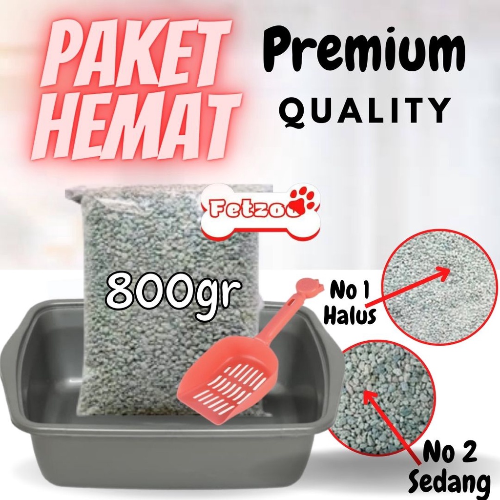 PAKET ANABUL 4in1 Litter Box + Sekop + Pasir 800gr Serokan Pasir Kucing Sekop Kotoran Kucing FEZONE