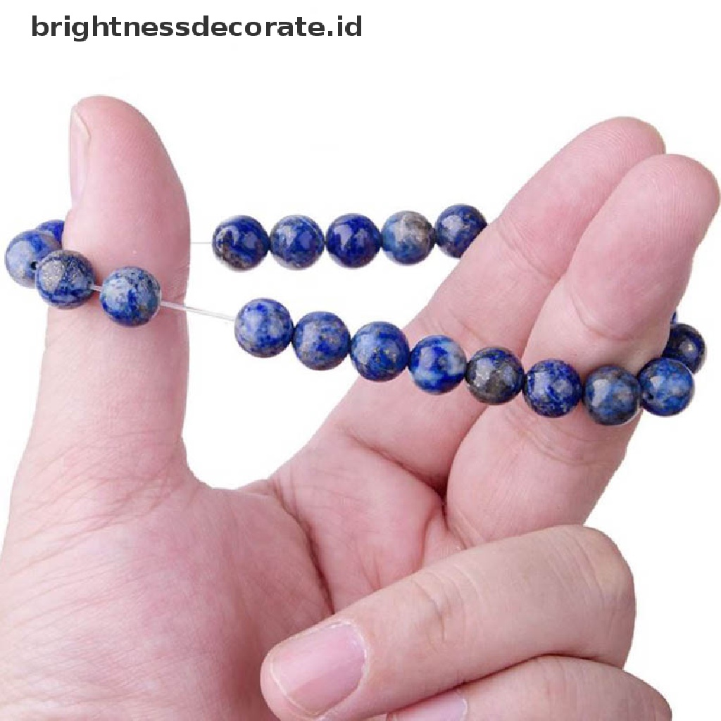 [Birth] Natural 8mm Lapis Lazuli Beads Bracelets Unisex Elastis Bangle Perhiasan Hadiah [ID]