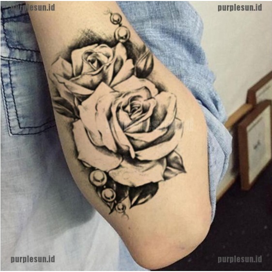Tato Temporary Tahan Air Motif Bunga Mawar untuk Lengan