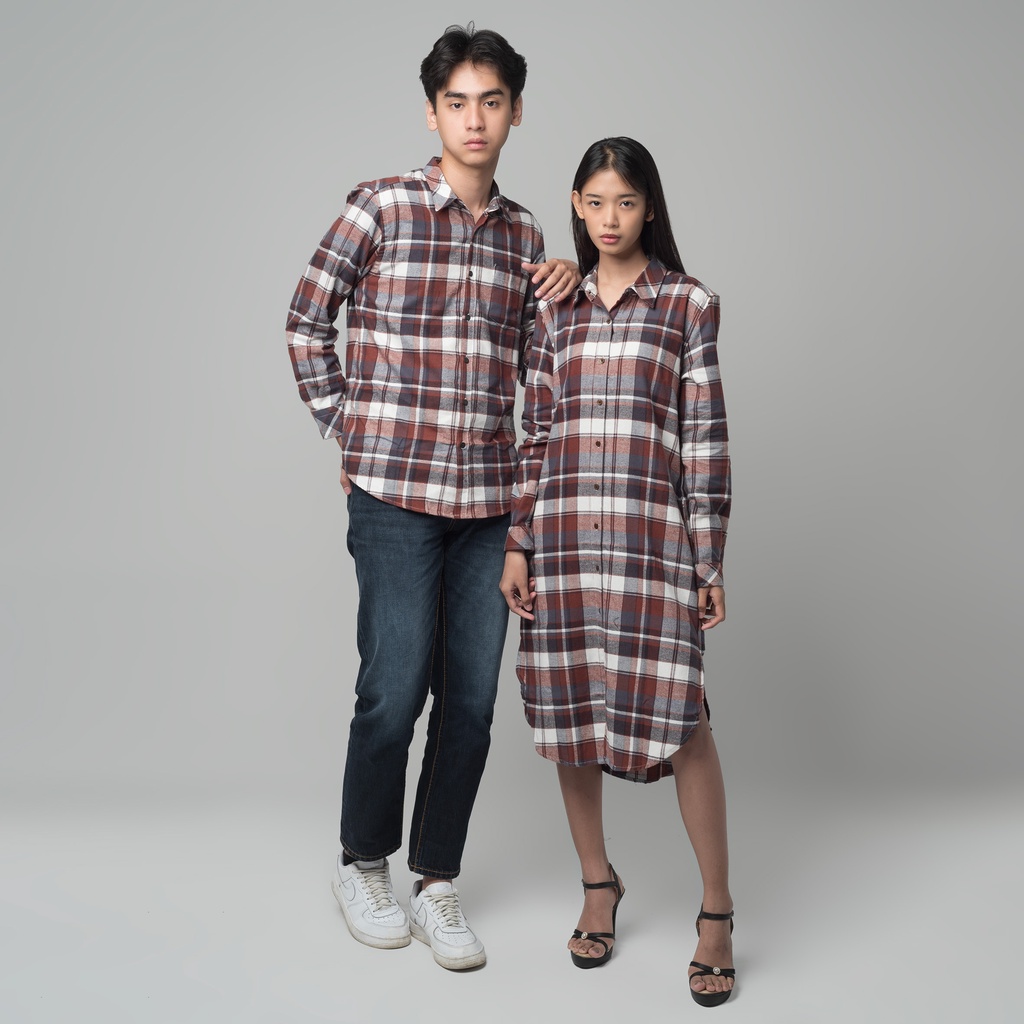 Benhill Kemeja Tunik Couple  Flannel Kotak Maroon 1191-25291-115