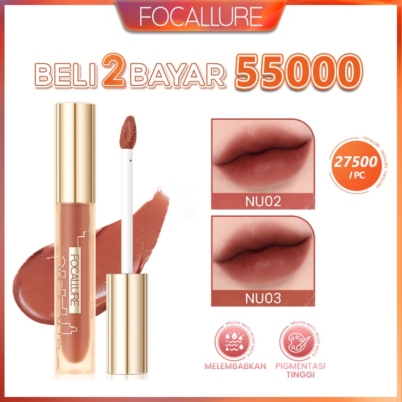 Focallure #MordenUrban Misty City mellow tint Velvet Matte Lipstick Airy Fit Moisturize High Pigmented Long Wear Soft Silky Easy To Blend