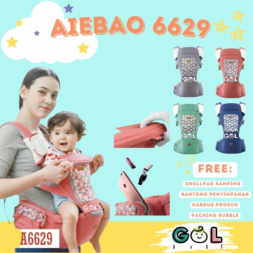 Gendongan Bayi Baby Carrier Hipseat Hip Seat Carrier Aiebao Diamond 6629 (6608 6609 6618 6626 6627)