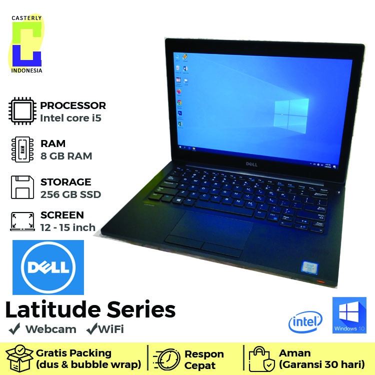 laptop dell latitude 7280 i5/i7 gen 6 ram 8 ssd 256 touch dan no touch