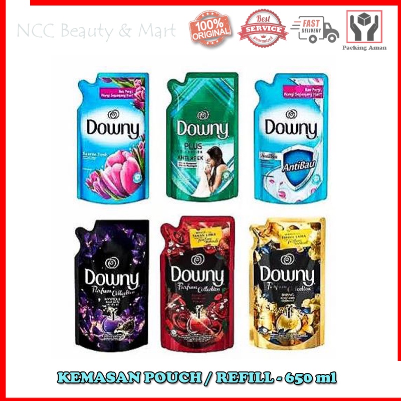 * NCC * Downy Premium Parfum Pelembut dan Pewangi Pakaian Konsentrat Deterjen Pouch Refill - Netto 650 ml