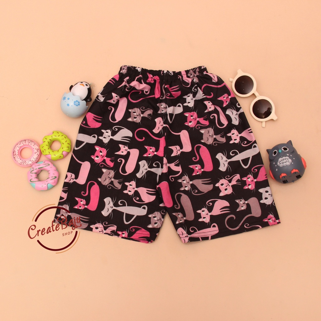 CELANA PENDEK ANAK MOTIF KUCING UKURAN S M L CELANA SANTAI ANAK UNISEX