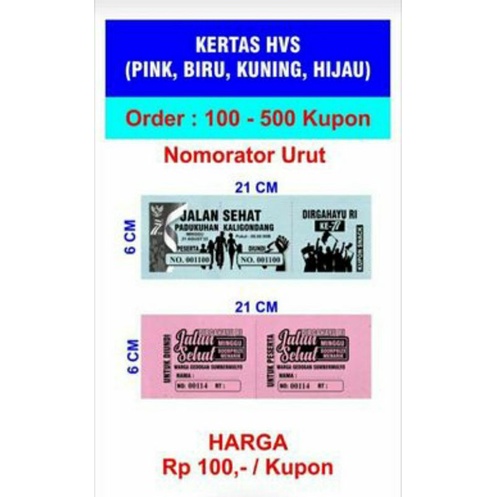 

CETAK KARCIS PARKIR , KUPON JALAN SEHAT FREE DESAIN