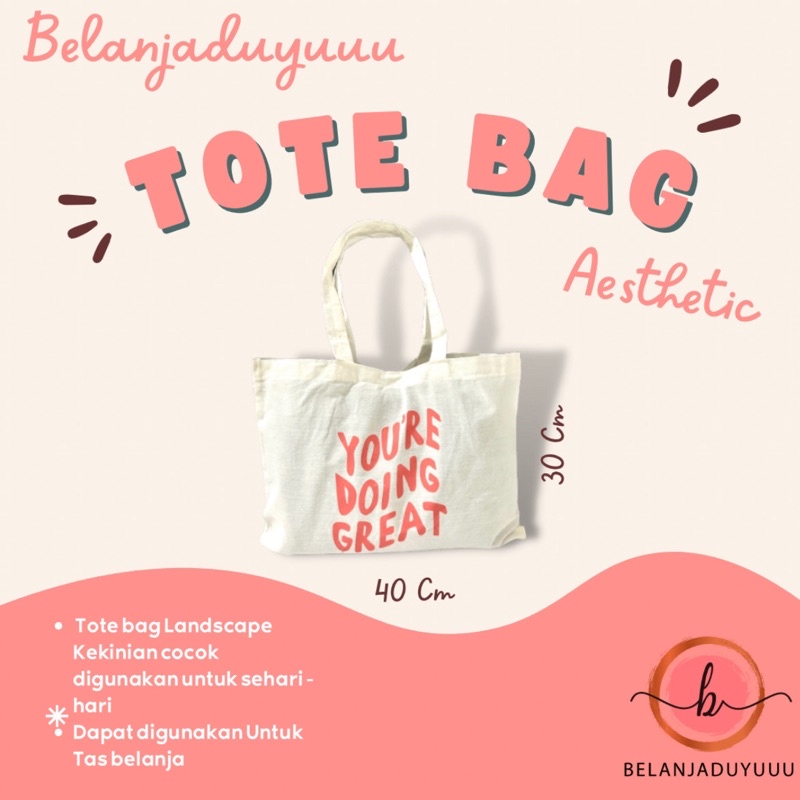 Tote Bag Quotes Aesthetic Kekinian Totebag Original Belanjaduyuuu Muat Laptop Bisa Cod