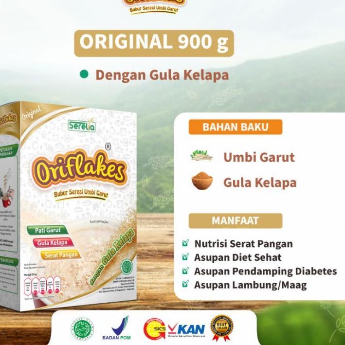 

♦ Oriflakes Original - Sereal Umbi Garut Asam Lambung Maag Gerd 900 gram - BISA COD ➺