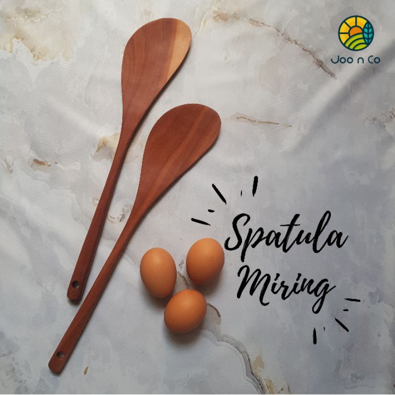 ☀️Joo.N.Co☀️ Spatula Miring Kayu Panjang Premium / Natural Wood Spatula / foodgrade