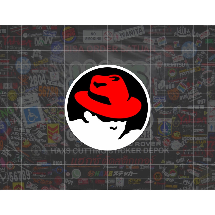 Cutting Sticker Redhat Ukuran 6 Cm Untuk Motor Mobil