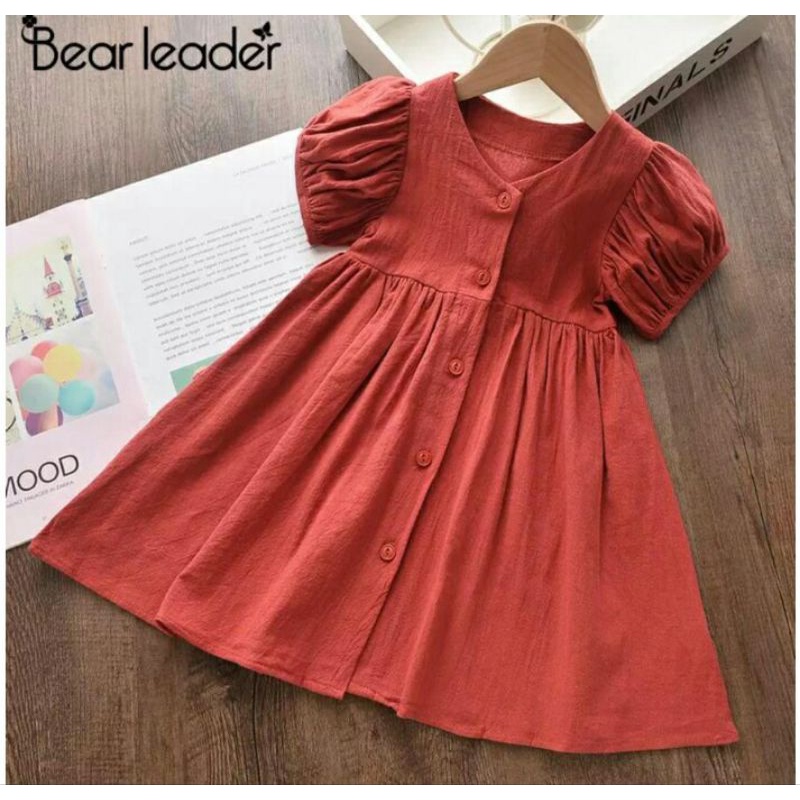 Pola Instan Dress Anak 075 - Pola Baju Dress Anak full kancing depan lengan puff / balon