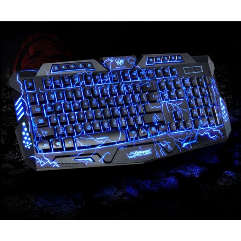 KEYBOARD GAMING V100 3 WARNA 114 KEYS+MOUSE