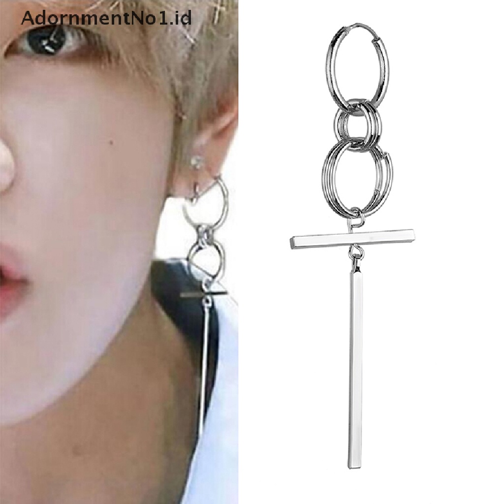 [AdornmentNo1] Kpop BTS V Bangtan Boys V Rumbai Unisex Perhiasan Silver Fan Ear Stud Earrings [ID]