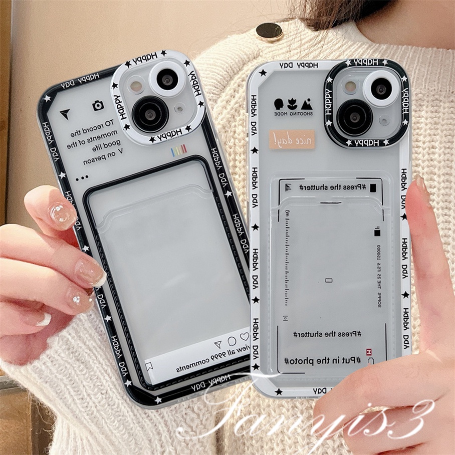 Redmi A1 Plus 10C 10A 10 9A 9C 9 9T Note 11s 10s 9s 11 10 9 8 Pro Poco X3 NFC X3Pro Mi 11 12 Lite 11T Pro Kesederhanaan Bergaya Card Holder Phone Case Clear TPU Soft Cover Pelindung