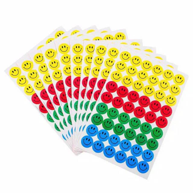 

(1lembar) SMILE stiker reward SMILE bulat bintang star round warna warni