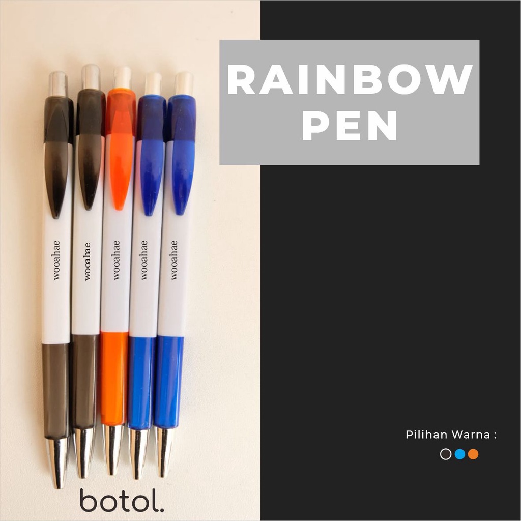 Botol by DOT Rainbow Pen Custom Nama Logo / Pulpen Kotak Custom / Pulpen Promosi Souvenir Kantor