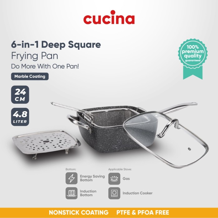 Fryer Cucina Panci Multifungsi Deep Fryer 6 In 1 Deep Frying Pan Marble