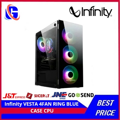 Case Infinity VESTA 4FAN RING BLUE Tempered Glass casing ATX