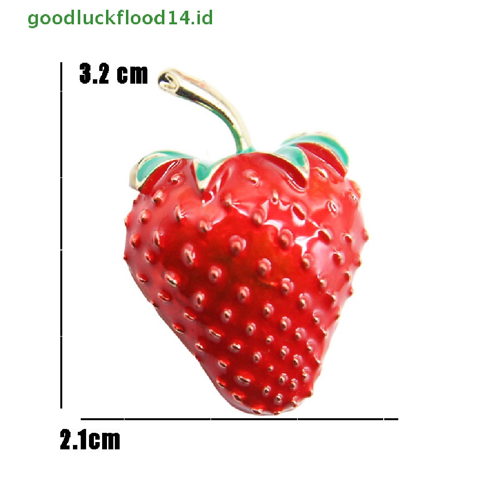 [GOOGFOUR] Fashion Enamel Merah Strawberry Wanita Pin Bros Kerah Lapel Badge Perhiasan Hadiah [TOP]