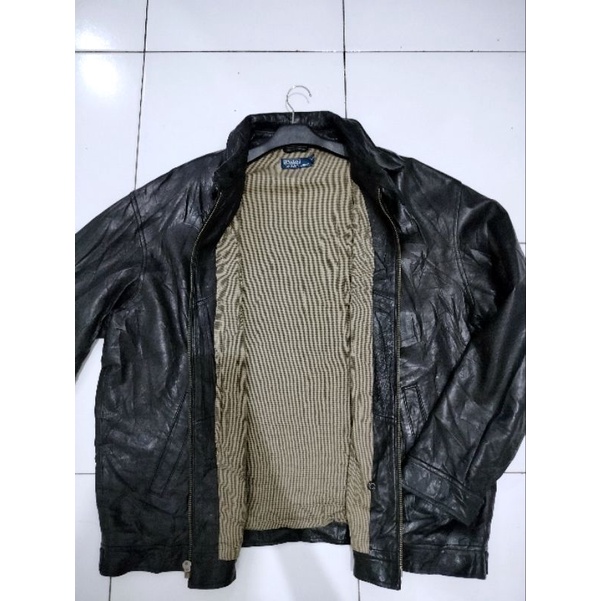 Jaket kulit pria Denim polo preloved size besar