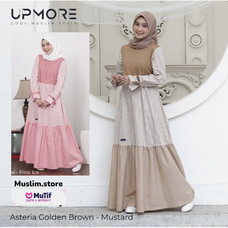MUTIF Gamis UPMORE ASTERIA Dress Wanita Muslim Katun kualitas Remaja Dewasa S-3XL