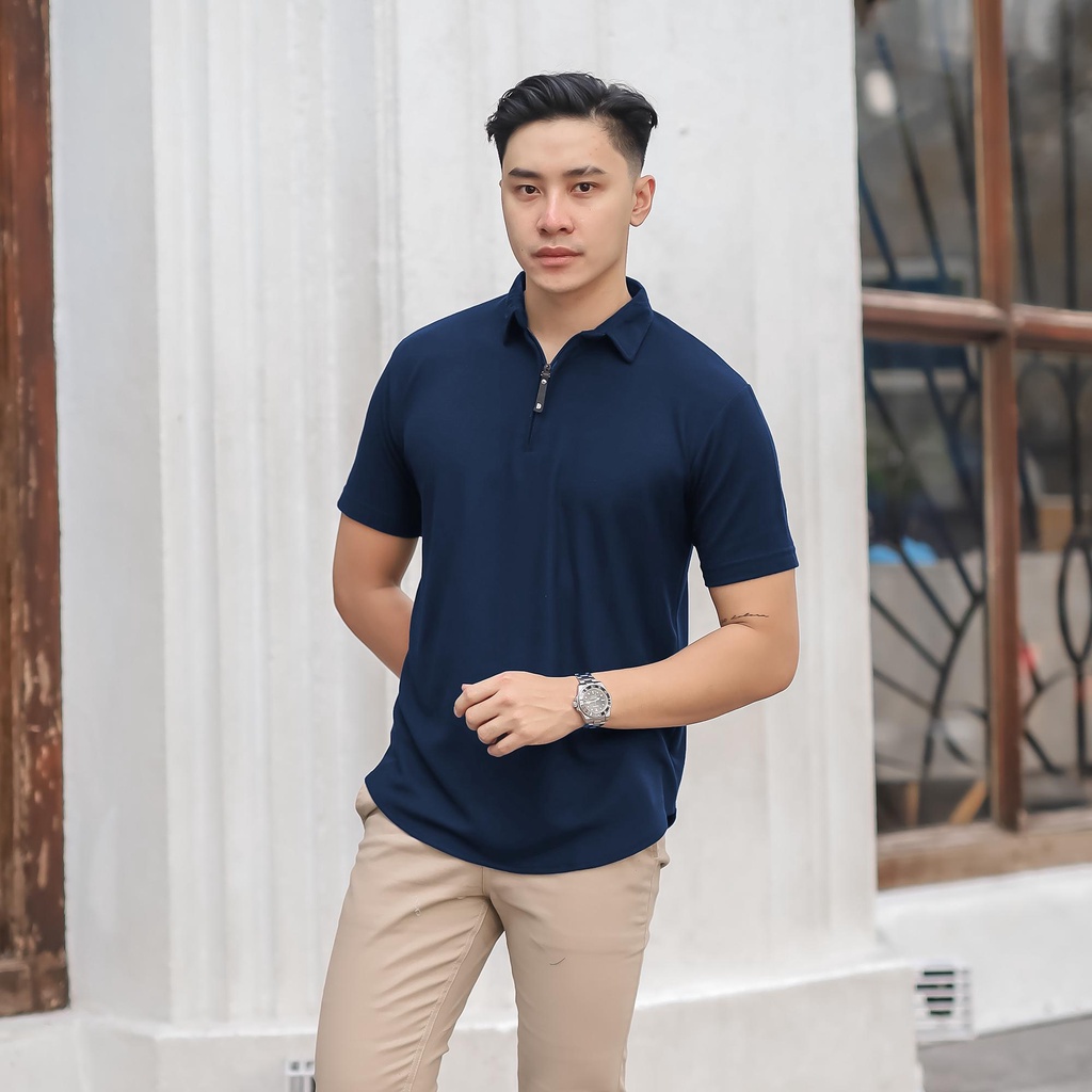 Kaos Polo Shirt Pria Kaos Kerah Lengan pendek Original Zipper Size M - XXL