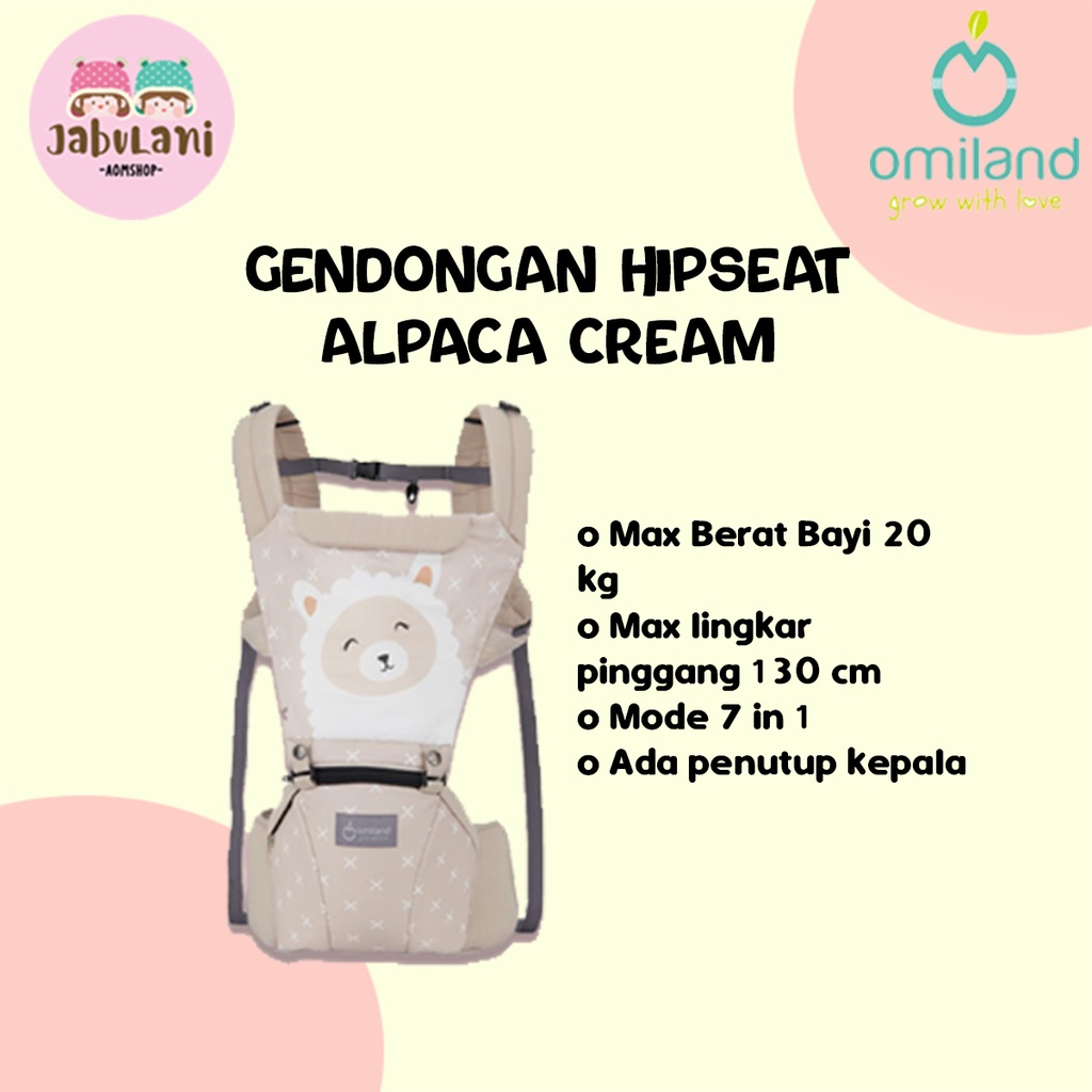 Omiland Gendongan Hipseat Alpaca Series | Omiland Gendongan Bayi Depan Alpaca Series