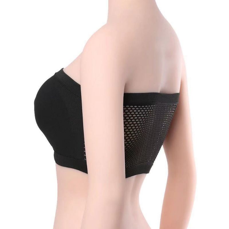 Bra Kemben Seamless Wanita Motif Jaring Belakang Tanpa Tali Anti Slip Bra Sport Tanpa Busa Pakaian Dalam Wanita Terlaris Kekinian