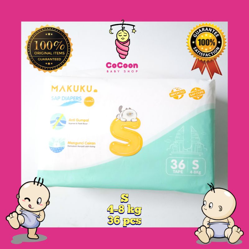 Popok Bayi Ekonomis Makuku Comfort S36 S 36 Tape Tipe Perekat