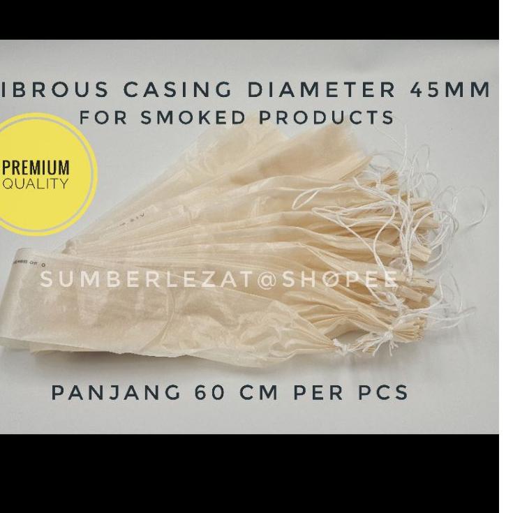 

Ready Stok 45 mm panjang 60 cm - CASING SELONGSONG SOSIS JUMBO BEEF SALAMI FIBROUS SMOKE BEEF HALAL