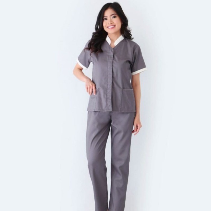 baju suster Baju Suster Calia Grey / Seragam Nanny / Seragam Baby Sitter - S(B2R4) Baju Baby Sitter 