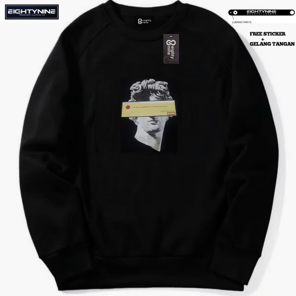 Crewneck Sweater Eighty Nine Enjoy Life Original - Crewneck Simpel Pria dan Wanita Premium Quality - Sweater Crewneck Bahan Fleece Tebal