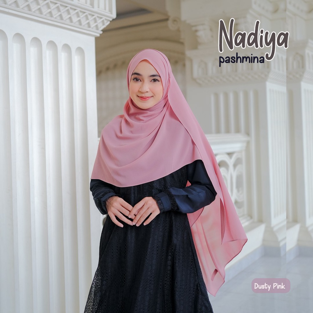 Riskirich Nadiya Hijab Pashmina Syari 72x195cm Ceruty Baby Doll Polos Premium