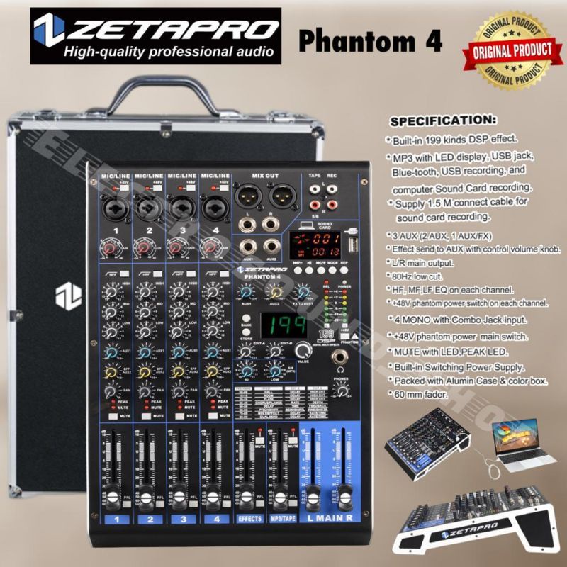 MIXER AUDIO ZETAPRO PHANTOM 4 / MIXER ZETAPRO PHANTOM 4 /