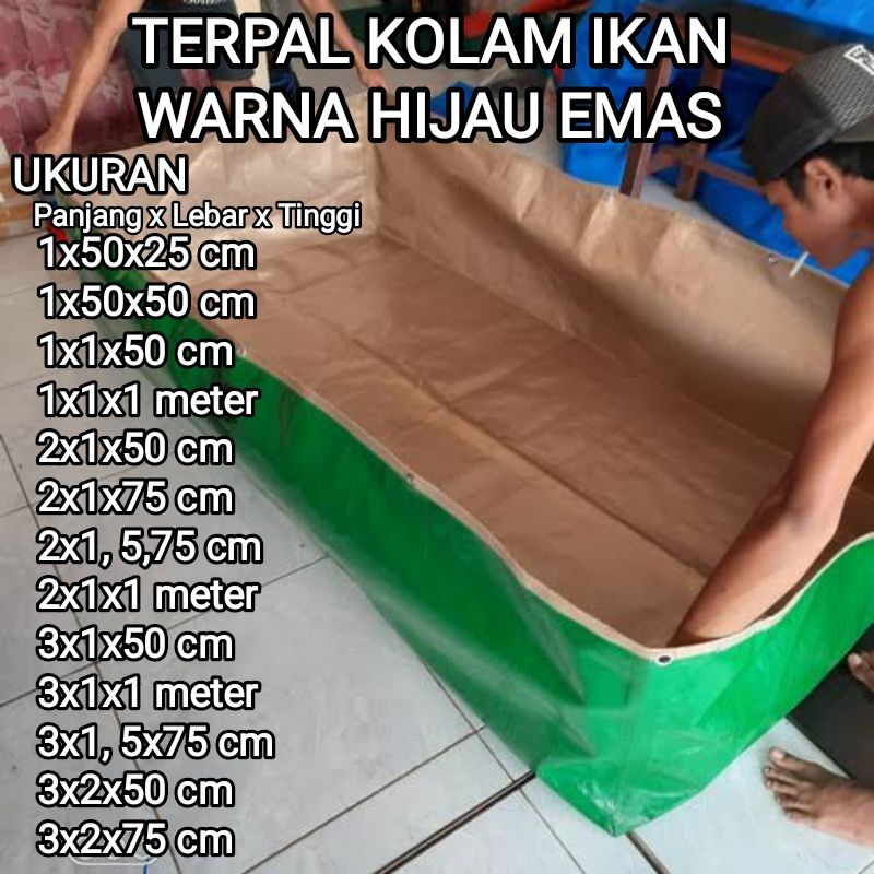 Terpal kolam ikan type a15 dan a20 original warna hijau emas Kolam terpal ikan